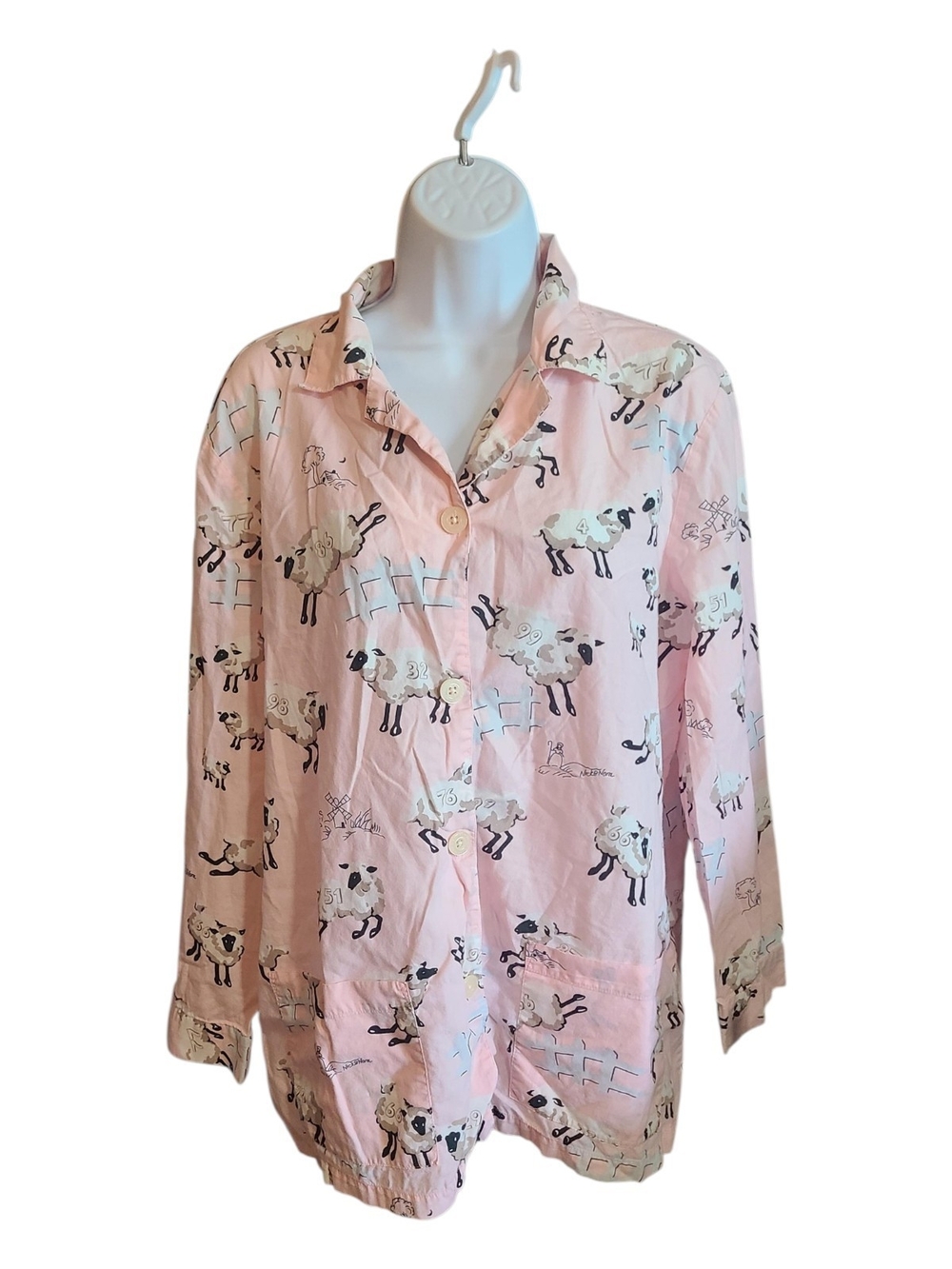 Nick & Nora Pink Sheep-Print Button Pajama Top